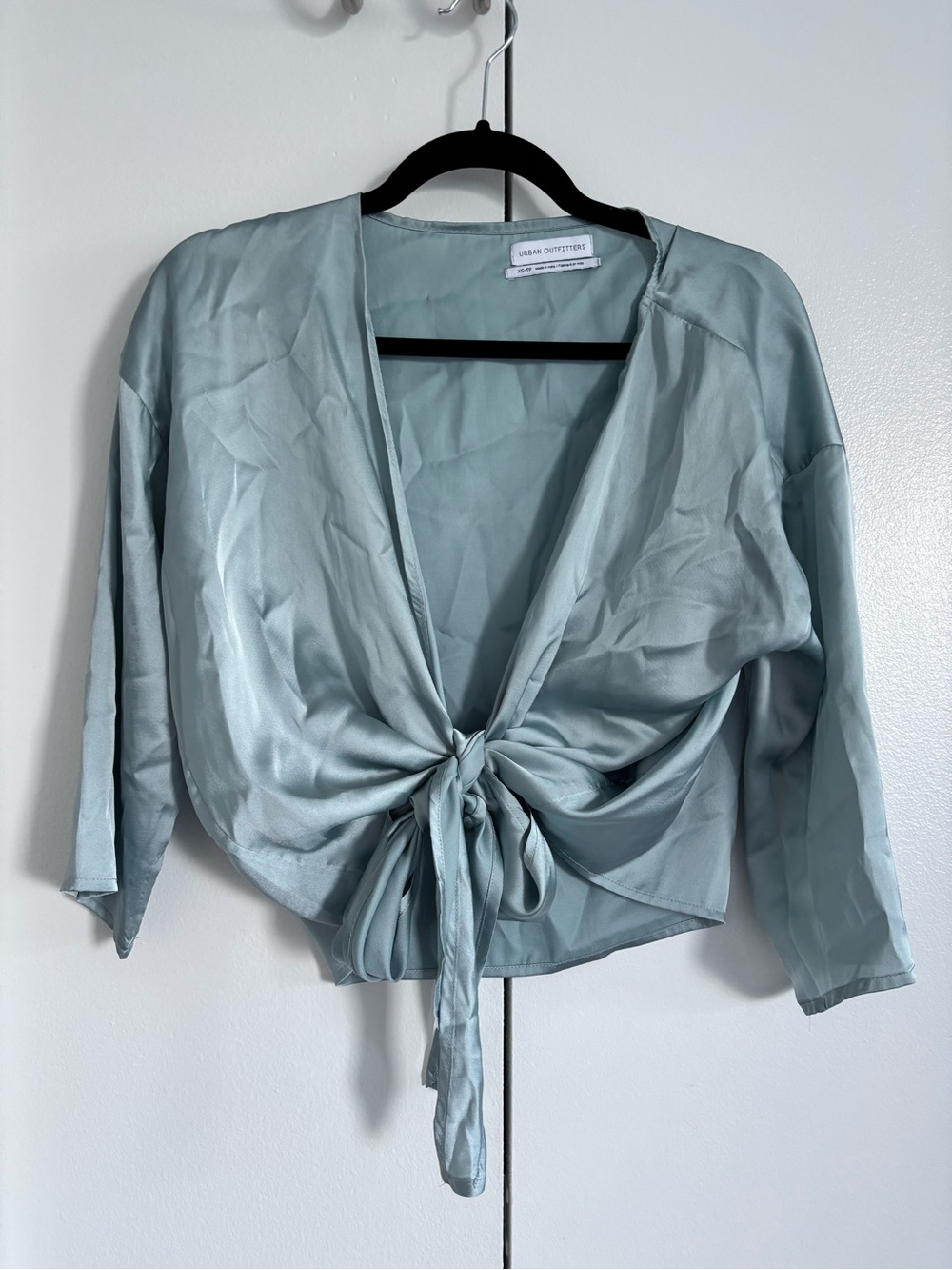 Urban Outfitters baby blue satin Tie-Front Women's Top